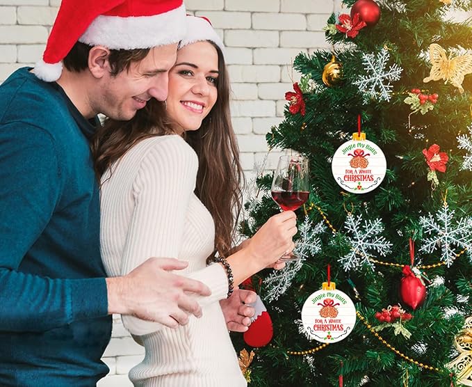 PETCEE Funny Egg Christmas Ornament - Jingle My Balls Christmas Hanging Ornaments Adult Humor Ornaments for Tree Decorations Naughty Keepsake Gifts for Boyfriend Girlfriend Women Husband Wife