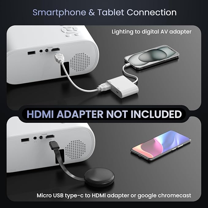 Projector, Native 1080P Full HD Bluetooth Projector with Speaker, 9500 Lumens Outdoor Portable Movie Mini Projector Compatible with Laptop, Smartphone, TV Stick, Xbox, PS5