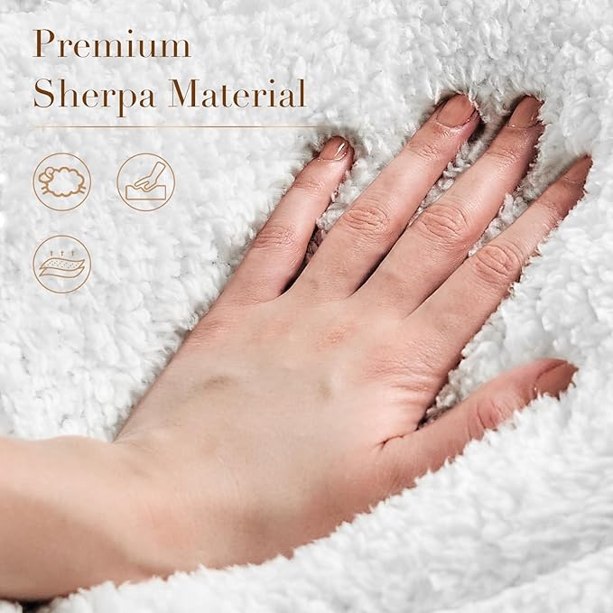 Cymula Full Size Mattress Topper for Winter Sherpa Pillow Top Mattress Pad Topper with 8-21 Inch Elasticated Deep Pockets, Plush Down Alternative Fill Mattress Protector, White