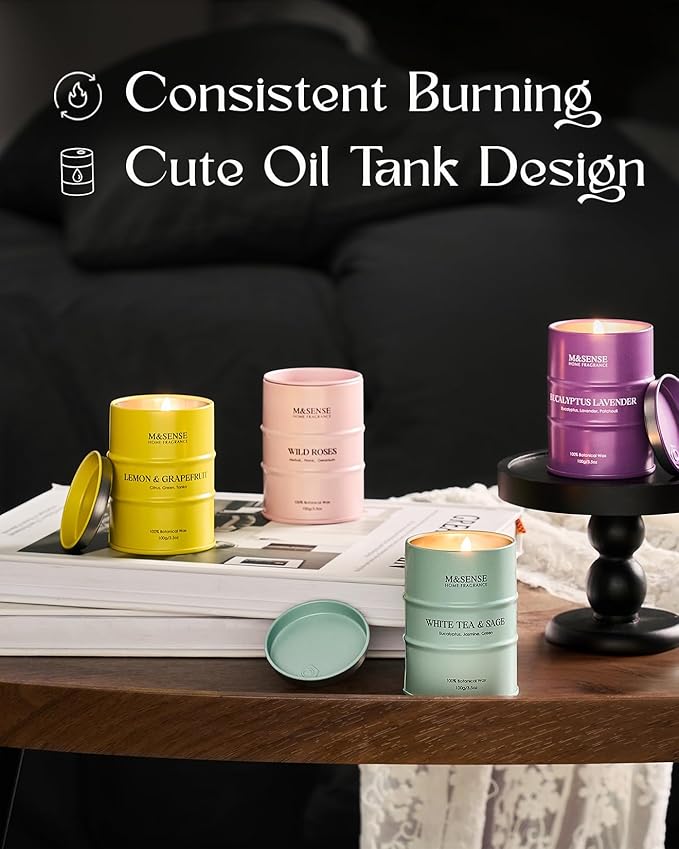 Spring Candles Set | Floral Scented Candles Gift Set | 4 Pack Candles for Home Scented Candle,Citrus Lemon Lavender Rose Sage Candle Bulk,Gift Set for Women and Men,Soy Wax 14 oz 86 Hour