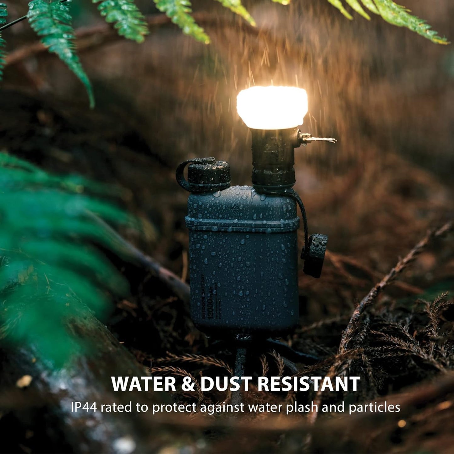 ELECOM NESTOUT Outdoor Camping LED Lantern w/ Mini Tripod, Dimmable USB Powered Soft LED Light, IP44 Water Dust Resistant, 10-350 Lumen, Portable Lamp for NESTOUT Power Bank, Beige (LAMP-1)