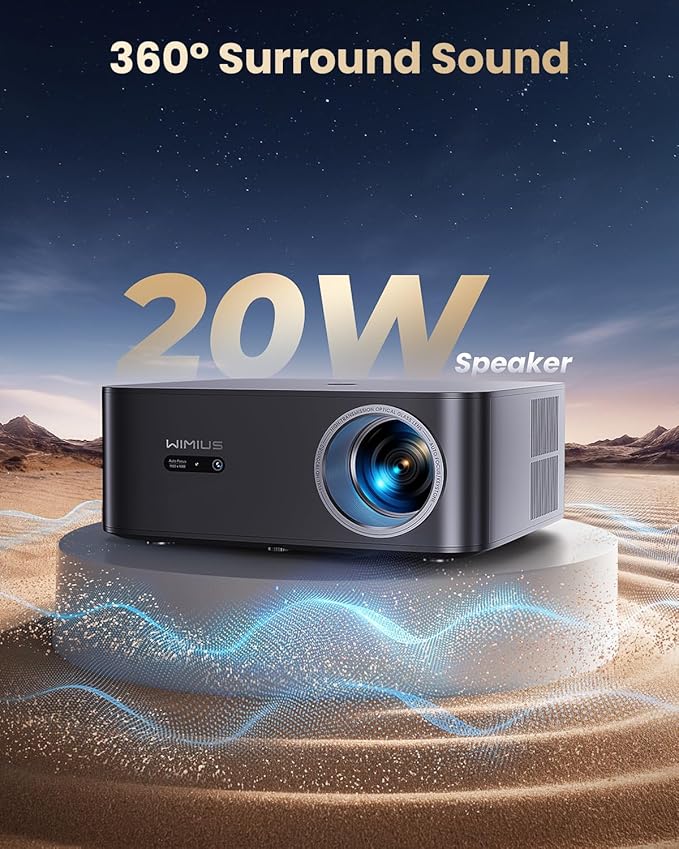 【1200 ANSI/Google TV/4K Supported 】Smart Projector with WiFi & Bluetooth, Outdoor & Home Movie Projectors with Voice Control,Auto Focus & Keystone,Compatible with Netflix Proyector WiMiUS K13 Black