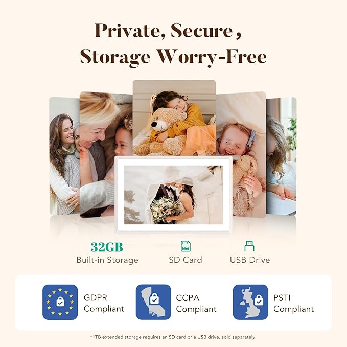 Pexar by Lexar WiFi Digital Picture Frame 11″ | Yahoo Tech Best Tested Frame 2025 | 2K Resolution Ultimate Clarity, Anti-Glare Touch Stunning Screen for Gifting, Share Photos/Videos via APP, Sand