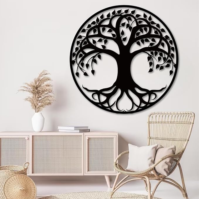 Tree of Life Wall Art,Metal Tree Wall Decorations for Living,Dining Roo,Tree of Life Metal Wall Art(35"×35", Style 5)