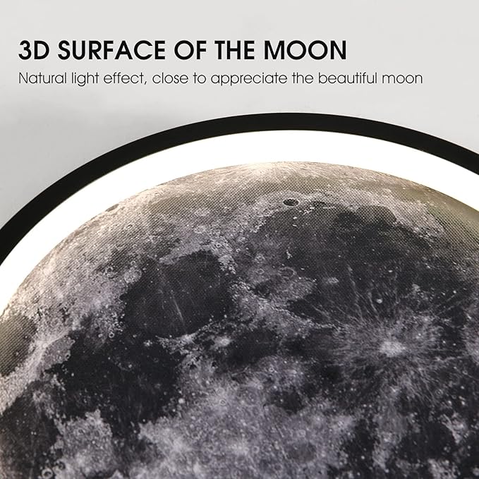 Flush Mount Ceiling Light,Led Dimmable Ceiling Light Fixture with Remote Control,11.8 "Wall Mounted Decorative Moon Ceiling Lights for Bedroom,Hallway and Bedside.(34W