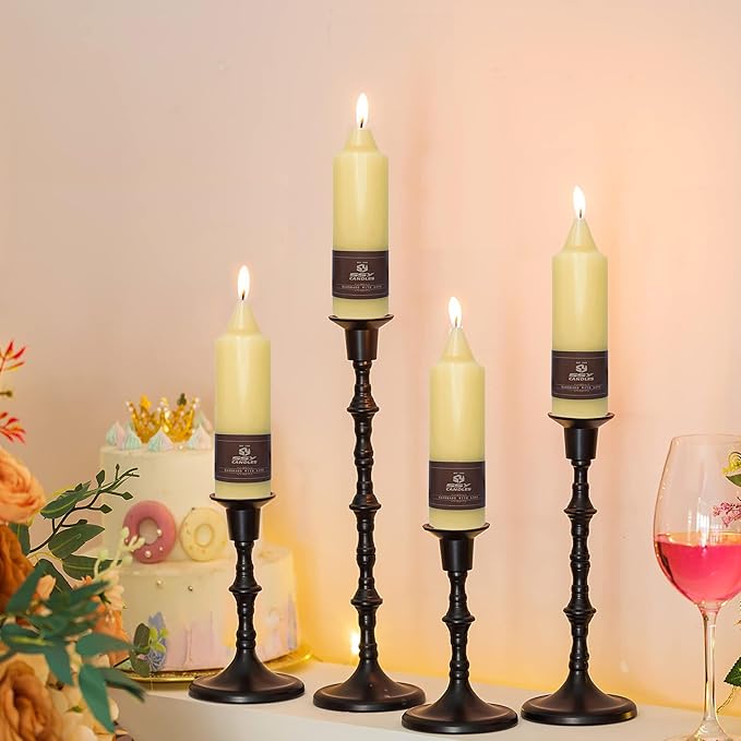 5 Inch Short Taper Candles Candle Sticks Unscented Handmade Set of 4 Smokeless Long Burning Twisted Candlesticks for Wedding Yoga Meditation(Yellow)