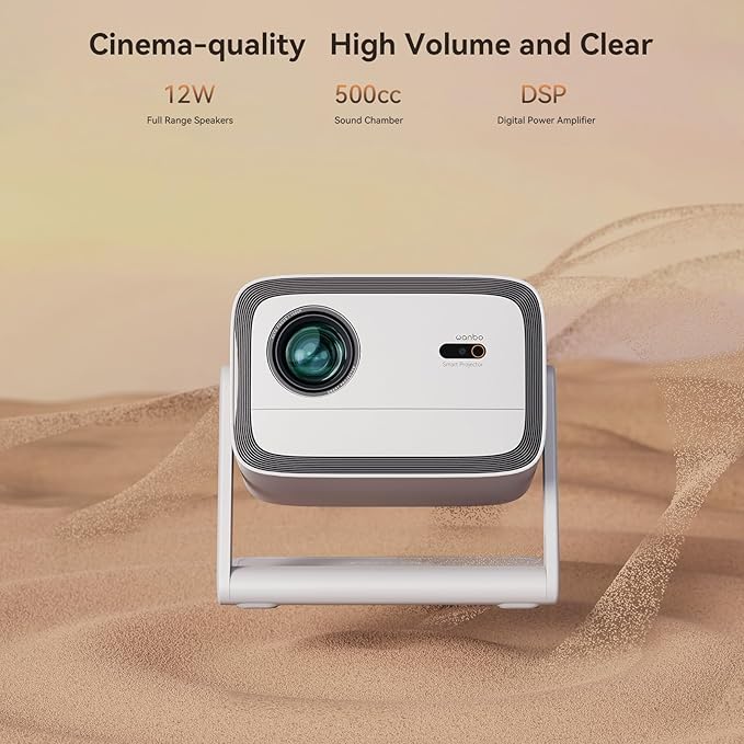 Wanbo Vali 1 Smart Projector, Android TV, Voice Control, 900ANSI, Native 1080P FHD, Auto Focus Keystone, 200° Stand, Wifi Bluetooth, 28dB, Portable Home Theater Outdoor Proyector