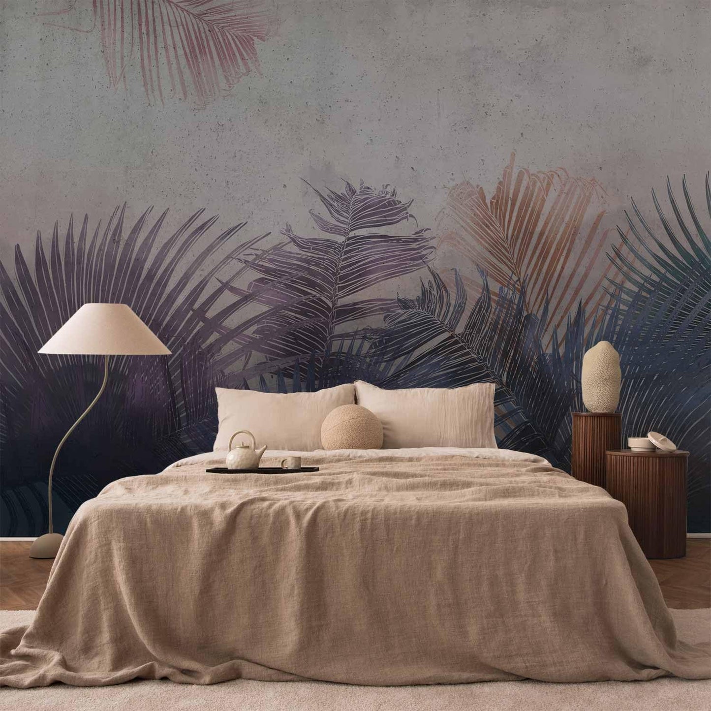 artgeist Wall Mural Jungle 138x101 in - XXL Non-Woven Wallpaper Fleece Wall Decor Photo Print Picture Image Design Leaves Botanical Nature Purple Grey b-A-0827-a-a