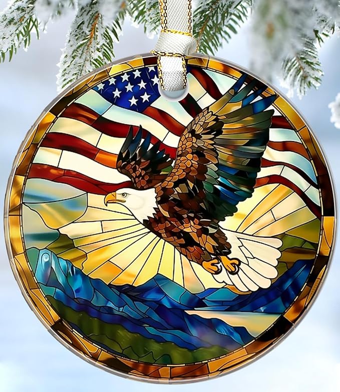 Christmas Ornaments 2025, Stained Glass Christmas Tree Decorations, Exchange for Women, Men, Collectible Dated Year Ornaments for Tree （Glede）