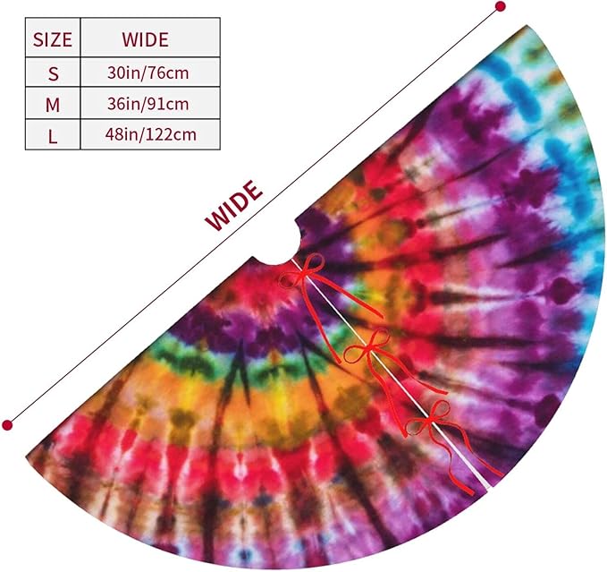 BLUBLU 36" Christmas Tree Skirt Xmas Tree Mat, Funny Party Decor Supplies for Halloween Decorations Occasion Tie Dye Colorful Rainbow