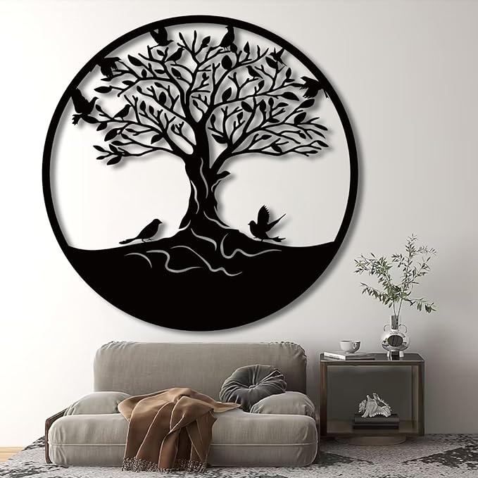 Tree of Life Wall Art,Tree Wall Plaque,Metal Tree of Life Wall Decor,Living,Dining Room Wall Decor(35"×35", Style 6)