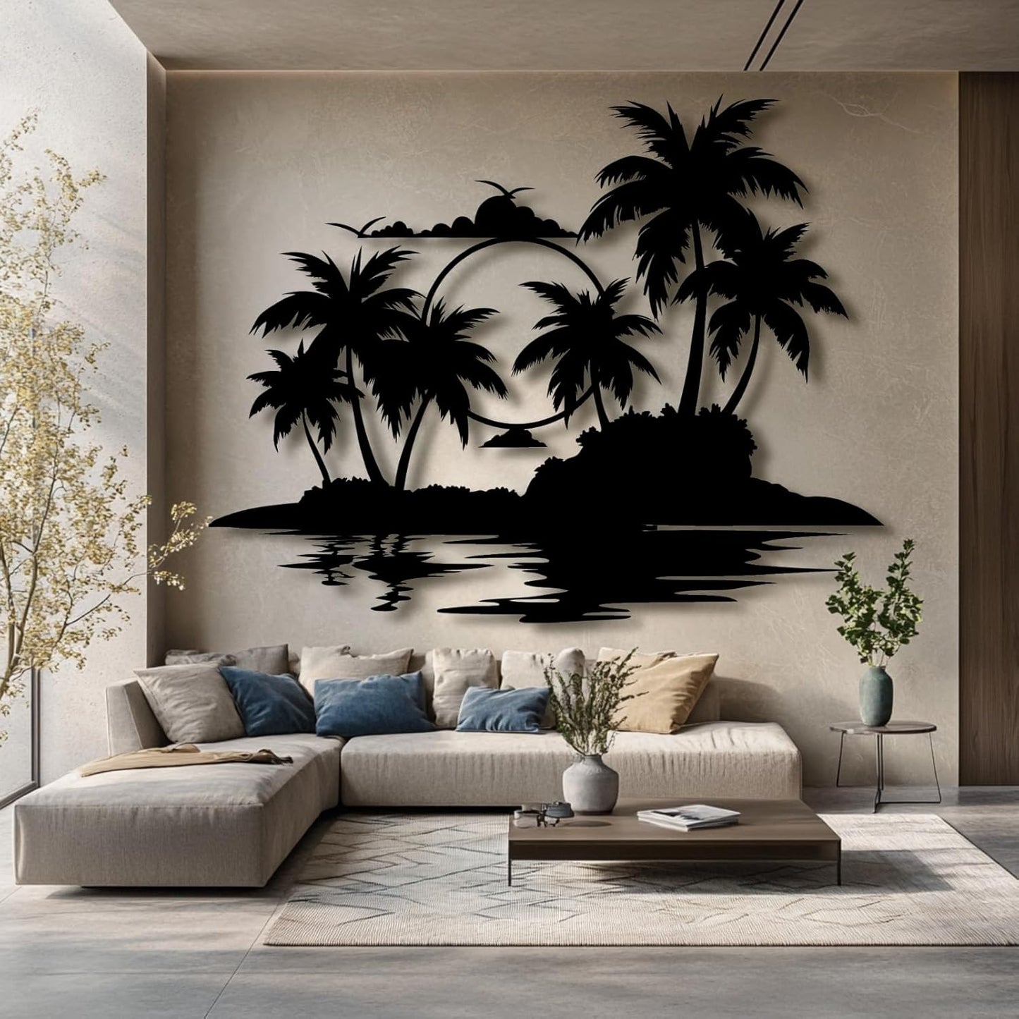 Palm Tree Metal Wall Decor,Palm Tree Metal Wall Art,Metal Palm Tree,Metal Palm Tree Wall Decor,Tropical Metal Wall Art,Beach Wall Decort,Metal Wall Decor (style 2,white,39 L" x 31 W" / 100 x 78 cm)