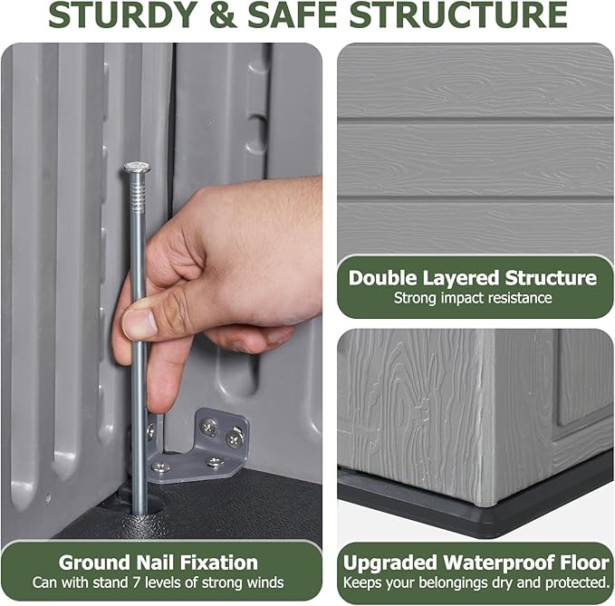 Aoxun 157 Gallon Outdoor Deck Box, Large Resin Storage Box with Lid, Waterproof & UV-Resistant Patio Storage for Cushions, Garden Tools, and Pool Accessories (Grey)