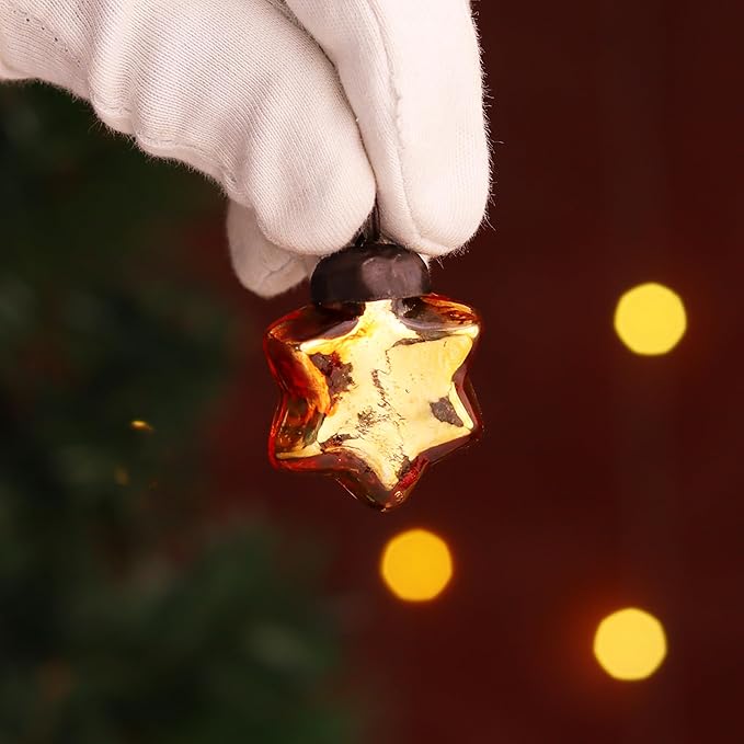 IndianShelf 300 Pieces Silver Amber Glass Vintage Christmas Ornaments Mini Bulk Decorative Ornaments for Halloween, Christmas Tree, New Year, Valentine Day, Holidays, Event & Wedding(25 * 12 Boxes)