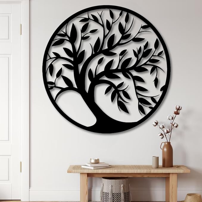 Tree of Life Wall Art,Metal Tree Wall Decorations for Living,Dining Roo,Tree of Life Metal Wall Art(30"×30", Style 4)
