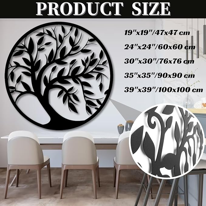Tree of Life Wall Art,Metal Tree Wall Decorations for Living,Dining Roo,Tree of Life Metal Wall Art(30"×30", Style 4)