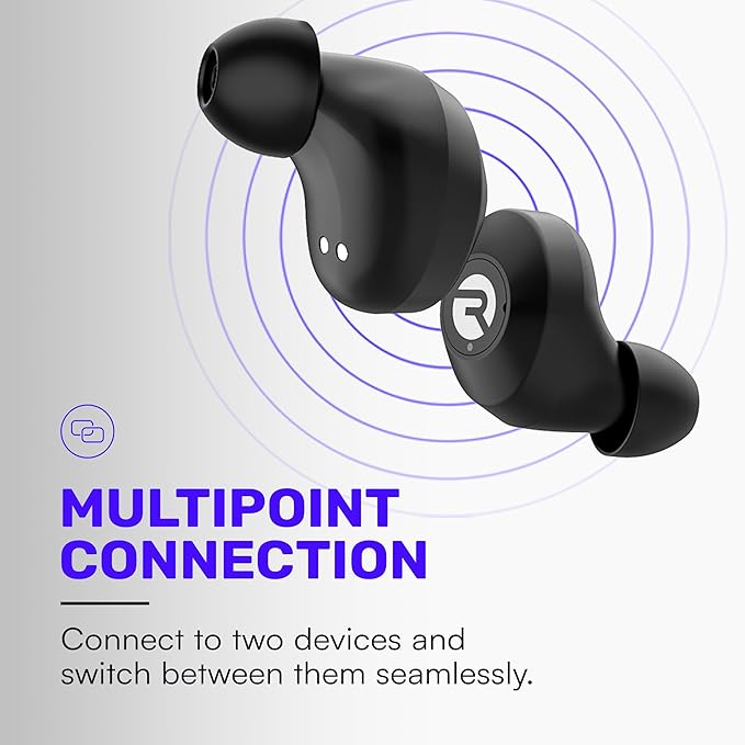 Raycon Everyday Earbuds Classic Bluetooth Wireless with Microphone - Stereo Sound, Active Noise Canceling, in-Ear Bluetooth Headset True Wireless Earbuds 32 Hours Playtime (Black)