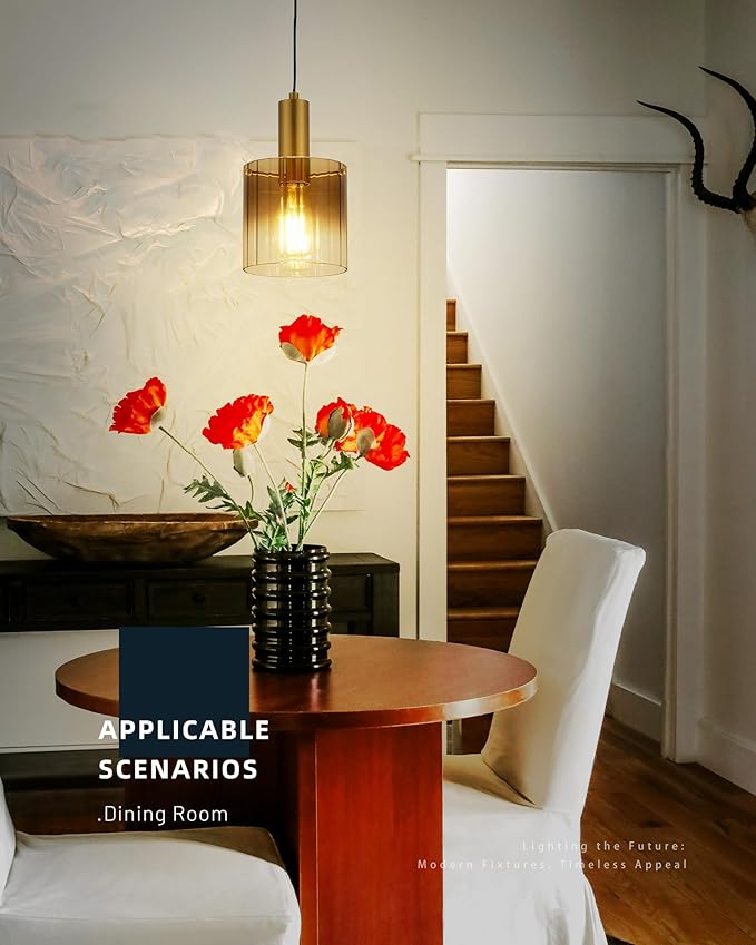 Gold Pendant Light Fixtures Kitchen Island - Pendant Hanging Light with Gradient Color Glass for Kitchen Sink Dining Room Bedroom, H3959-1-COBG