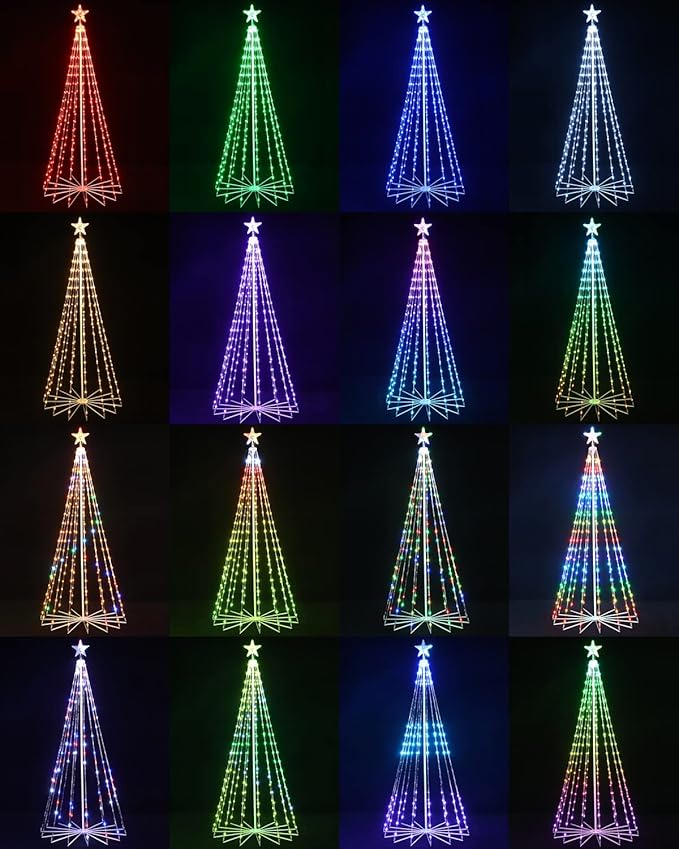 Joomer Christmas Tree Star Lights, 6FT 265LED Smart Orange Purple Light with Remote Timer Music Sync Bluetooth App Controlled RGB Color Changing Lights for Christmas Halloween Decoration