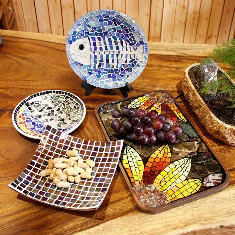 1.1 LB Irregular Crystal Mosaic Tiles,Small Particle Color Decal Crystal Glass Tile DIY Hobbies Children Handmade Crystal Craft for DIY Handmade Decorative Materials (Blue Series)