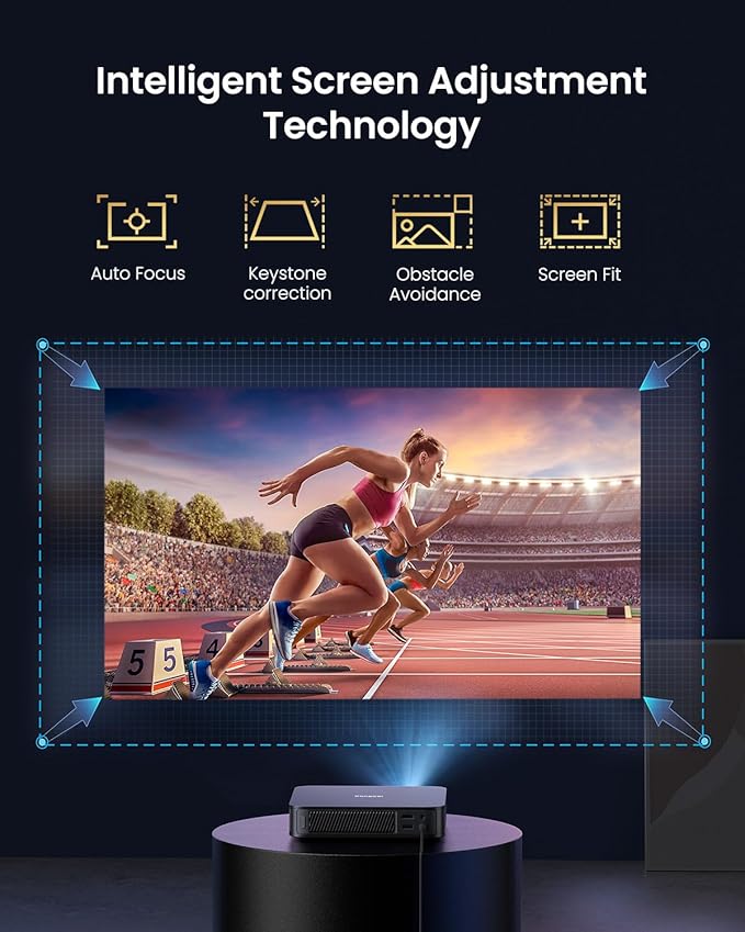 Dangbei Atom Portable Laser Projector, Google TV with Official Netflix, 1200 ISO Lumens, 180" Display, 1080p (4K Input), 3D Ready, Dolby Audio, 1.87" Ultra-Thin Home Theater Projector