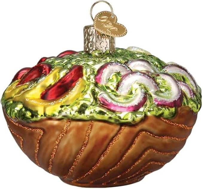 Old World Christmas Bowl of Salad Glass Blown Ornament for Christmas Tree, Handcrafted Holiday Decoration, Food Collection