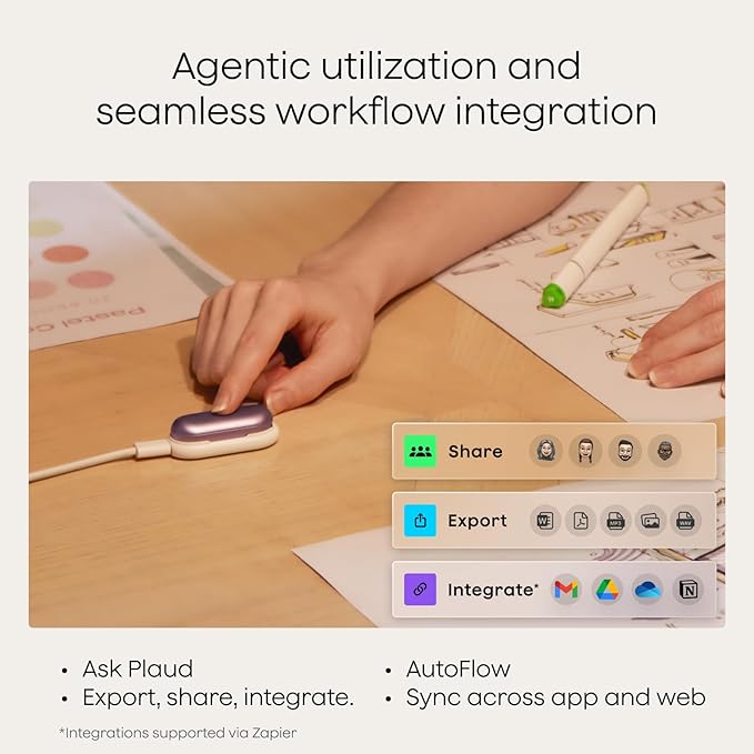Plaud NotePin Voice Recorder, AI Voice Recorder, App Control, AI Notetaker, AI Transcribe & Summarize, Support 112 Languages, 64GB Memory, Audio Recorder for Lectures, Meetings, Sunset Purple