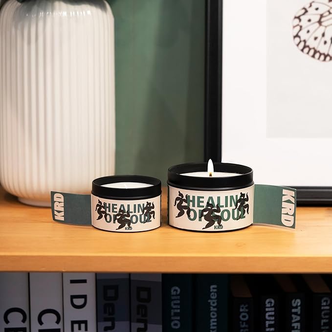 KRD Moroccan Mint Tea Scented Candle for Home, 6.4oz Coconut Soy Wax, 42H Long Lasting Burn, Strong Scent for Office