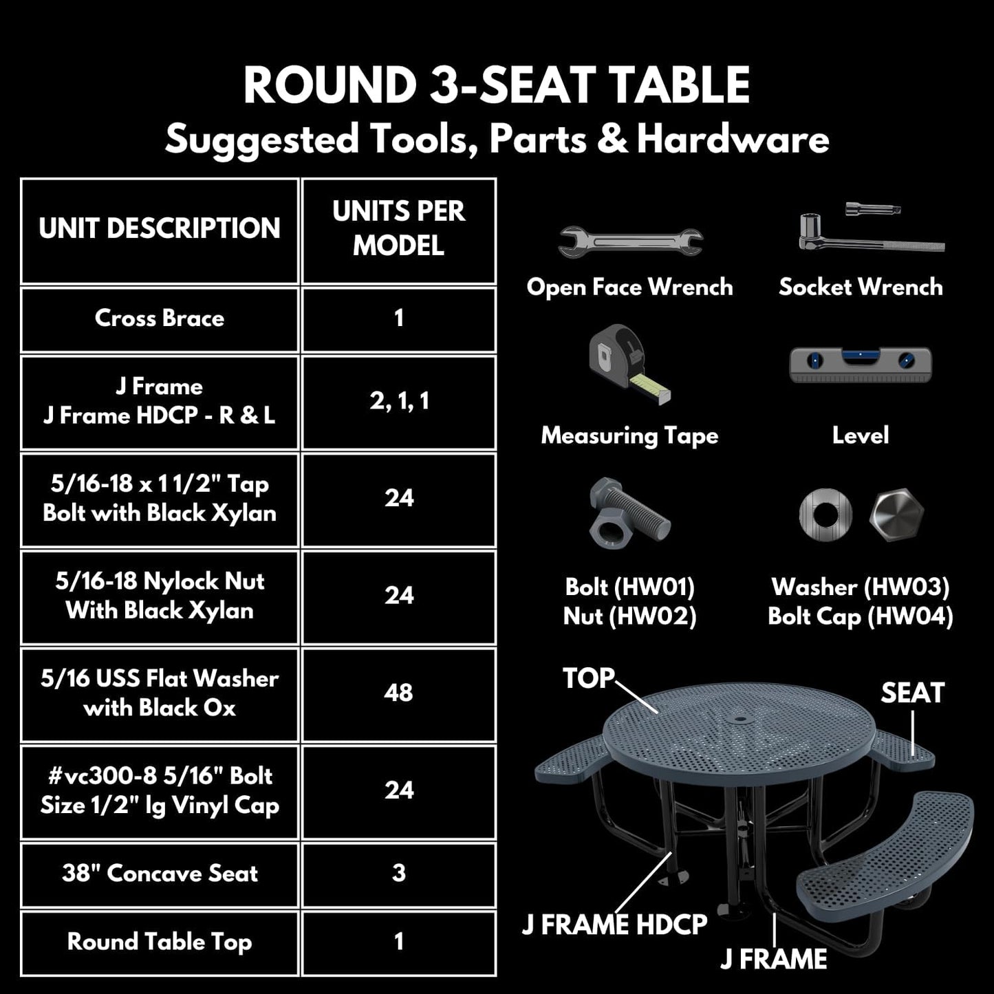 Heavy-Duty Portable Outdoor Picnic Table with Umbrella Hole, Expanded Metal Patio Dining Furniture Made in America (46" Round Top, Textured Yellow)