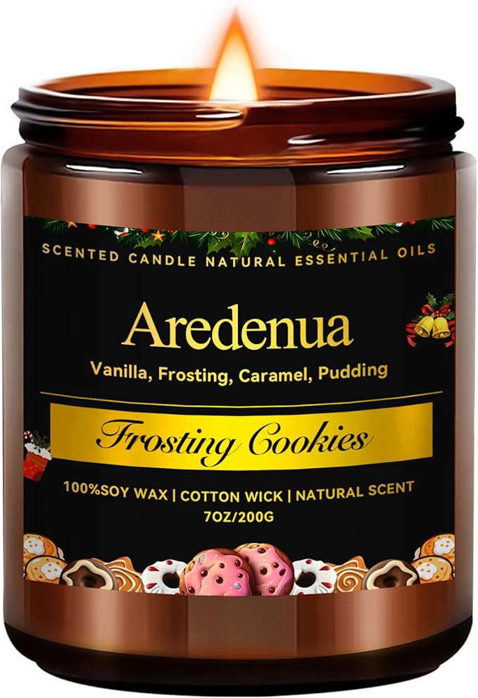 Christmas Candle | Christmas Cookies Candles - Sugar Cookie Scented Holiday Candle, Winter Holiday Gifts, Soy Candles Home Scented, Xmas Gift for Women and Men - 7 oz