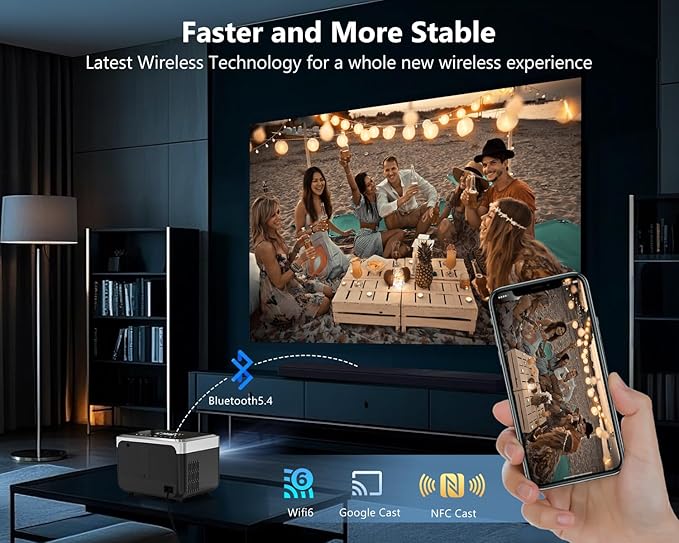 [Licensed Google TV]4K Projector with Wifi6 Bluetooth5.4, Smart Projector Dolby Audio,Voice Control NFC Auto focus 1200 ANSI Lumen,Portable Proyector Outdoor Movie Gaming Camping HDMI ARC