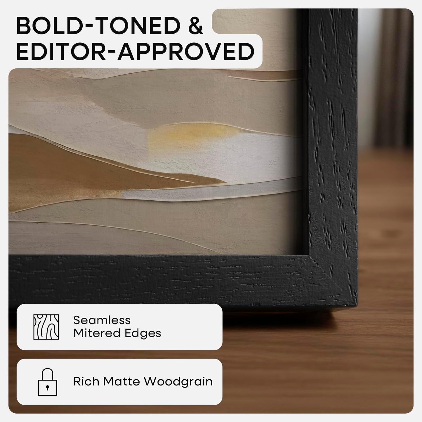 Homeforia Black Wood A1 Frame, High End Oak 23.4 x 33.1 Black Wooden Poster Frames Matted to 16.5 by 23.4 inches Photo, A1 Size Large Wood Picture Frame with Mat A2, Tempered Glass, Wall Kit, Set of 1