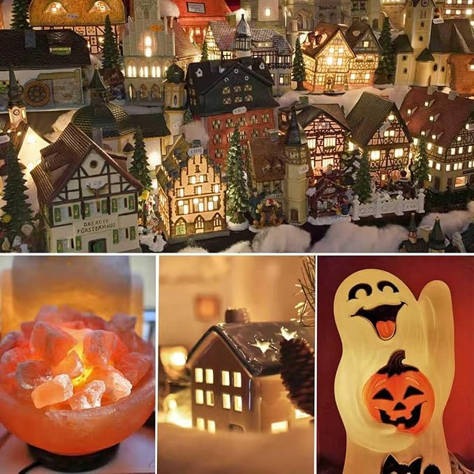 KGC 4 Pack Accessory Cord with C7 LED Light Bulb, 6 Ft Indoor Blow Mold Light Cord with Plugs for Halloween Pumpkins Christmas Village Houses and Craft Projects Decoration.