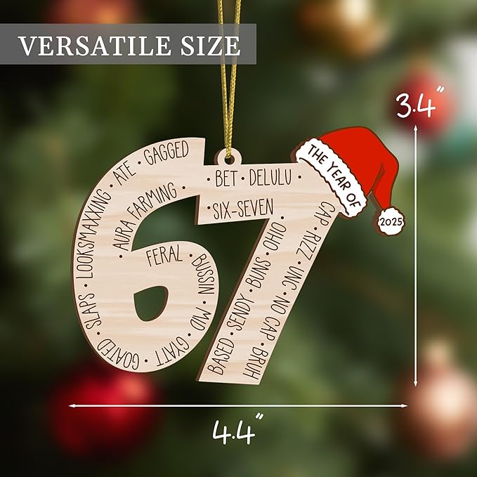 67 Christmas Ornament, 67 Ornaments for Xmas Tree, Funny Christmas Ornaments 2025, 6 7 Meme Ornament for Teens, Six Seven Gifts, Gag Gifts for Teens, Teen Girls Trendy Stuff