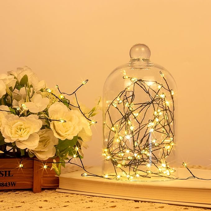 Firecracker Fairy Lights,100FT 1000Leds Waterproof Twinkle Lights Plug in,8 Modes Remote String Light for Indoor Outdoor Christmas Wedding Birthday Patio Garden Decor,Green Wire,Warm White