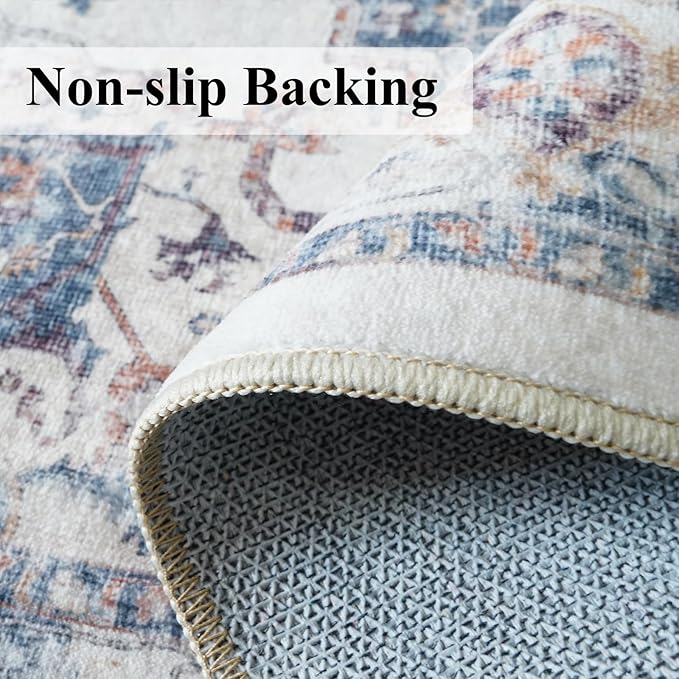 Hallway Washable Runner Rug - 3x10 Kitchen Rugs Entryway Rug Runner Vintage Soft Floor Mat Non Slip Indoor Farmhouse Carpet for Bathroom Living Room Bedroom (3 X 10, Brick)