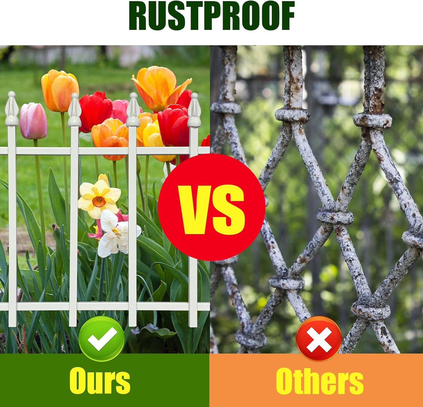Metal Decorative Garden Fence 22" Wide x 18" High (5 Panels, Total Length 9.17 feet), Metal Border Folding Fence, Landscape Fencing for Flower Bed, Yard, Animal Barrier