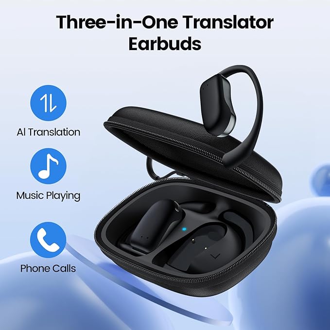 AI Translation Earbuds Real Time 164 Languages 80H Playtime Translator Ear Buds Audifonos Traductores Inglés Español Wireless Translating Earbuds Bluetooth Headphones for Travel Meeting Learning X-S
