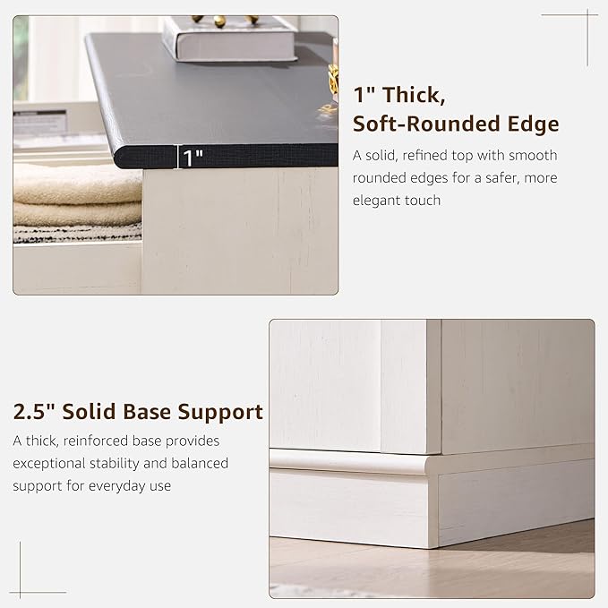 ACCOHOHO Modern Night Stand with Arched Panel, 18" Nightstand with Charging Station, Side Table with 3 Storage Drawers, Wood Square Bedside End Table for Bedroom Living Room, White