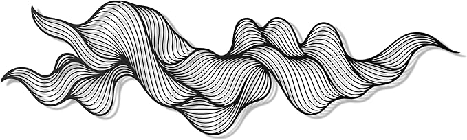 pluviart Abstract Metal Wall Art – Modern Black Wave Line Sculpture, Large 3D Wall Decor for Living Room, Bedroom, Office, Contemporary Home Decoration (30"x9")