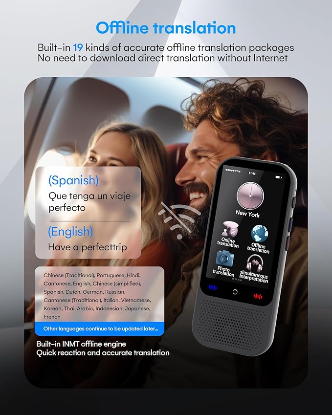 Marsno Language Translator Device 138 Languages, S80 Pro Ai Translator No WiFi Needed,Real-Time Two-Way Voice Translation, Portable Translator with ChatGPT for Travel Business Learning (Dark Grey)