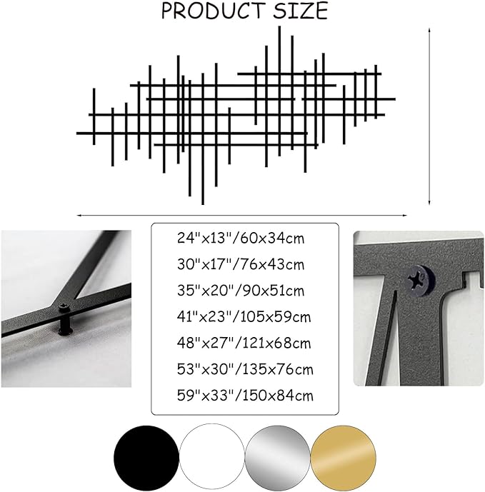 Geometric Line Metal Wall Art, Minimalist Geometric Metal Wall Art, Line Wall Decor, Modern Luxury Wall Decor, Abstract Wall Decorations, Minimalist Bedroom Wall Hanging (White, 41"x23"/105x59cm)