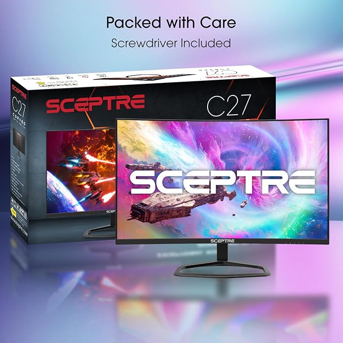 New! Sceptre 27-inch Curved 240Hz Gaming Monitor 1500R DP x2 HDMI x2 Build-in Speakers Machine Black 2026 (C275B-FWT240 Series)