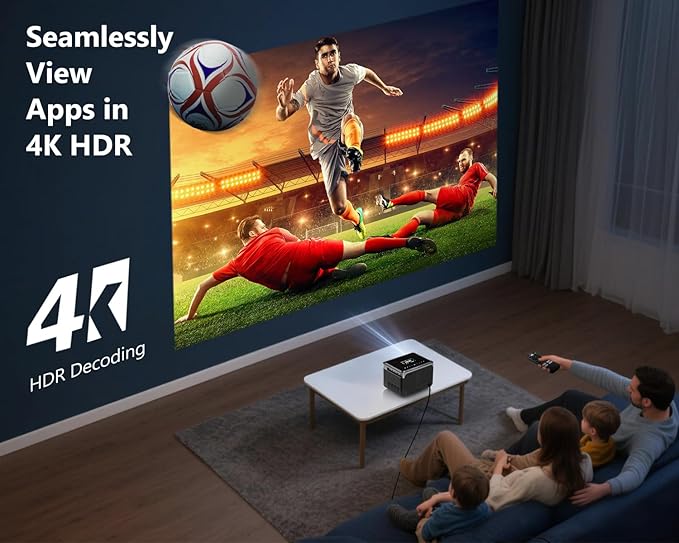[Licensed Google TV]4K Projector with Wifi6 Bluetooth5.4, Smart Projector Dolby Audio,Voice Control NFC Auto focus 1200 ANSI Lumen,Portable Proyector Outdoor Movie Gaming Camping HDMI ARC