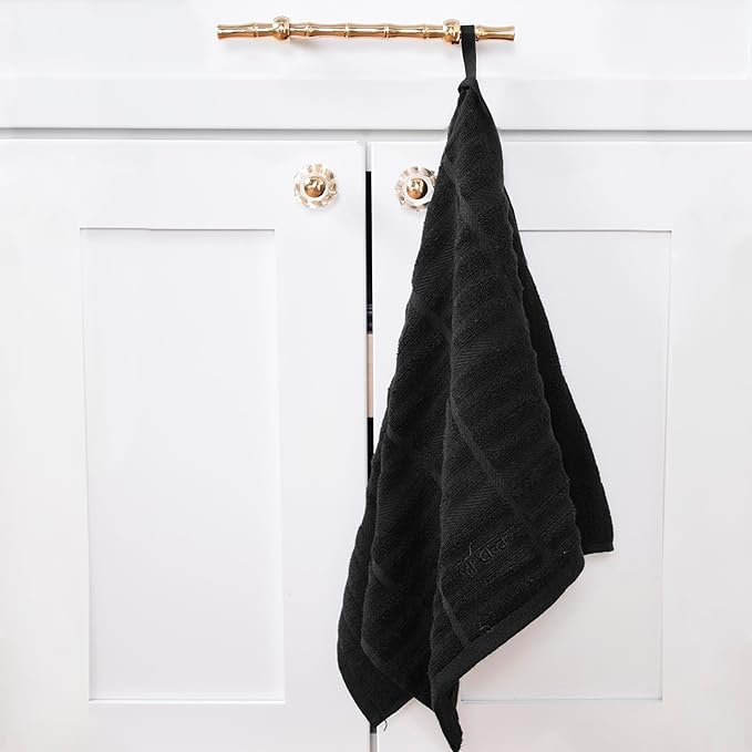 All-Clad Solid Kitchen Towel: Highly Absorbent, Super Soft Long Lasting - 100% Cotton, 17"x30" Tea Towel for Cleaning & Drying Dishes, Pans, Glassware, or Countertops, (1-Pack), Black
