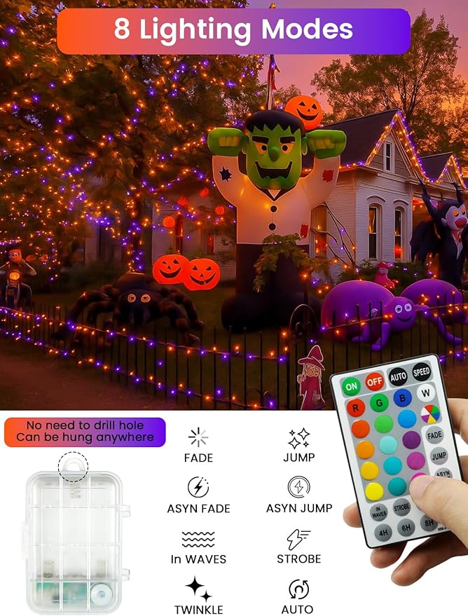 RGB Color Changing 33Ft 100LED Christmas Fairy Lights Battery Operated, Waterproof String Lights USB Powered with Timer for Indoor & Outdoor,18 Colors and Multicolor for Girl's Bedroom Christmas Decor