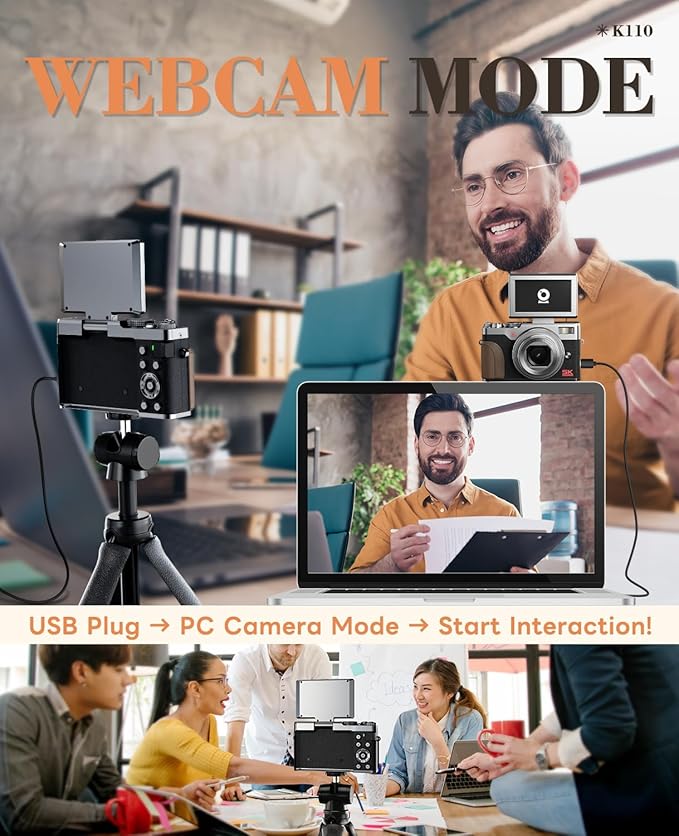 True 5K Digital Cameras for Photography 64MP - Autofocus 18X Zoom, with 3'' 180° Flip Screen, 64GB TF Card & 2 Batteries, Compact Travel Vlogging Camera for YouTube Beginners (Silver)
