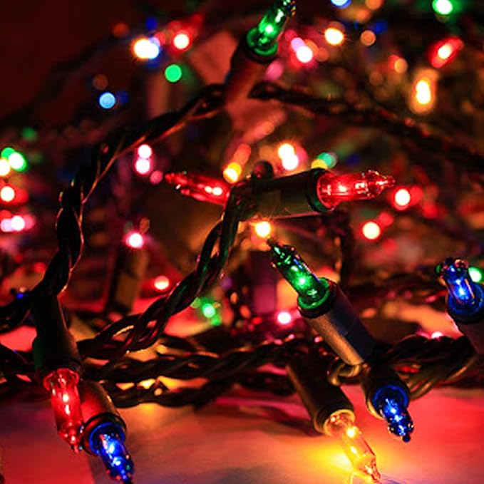 Dazzle Bright Christmas Mini String Lights, 2 Pack Total 60FT 300 Incandescent Green Wire Fairy Lights UL Certified Christmas Decorations for Indoor Outdoor Yard Party Xmas Tree Decor, Multicolor