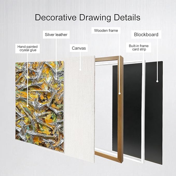 BrightA Textured silver leather abstract art - vibrant spray-painted fluid colors (yellow/orange/green) with solid wood frames, modern wall sculptures, contemporary living room 27.5"x 39.4"