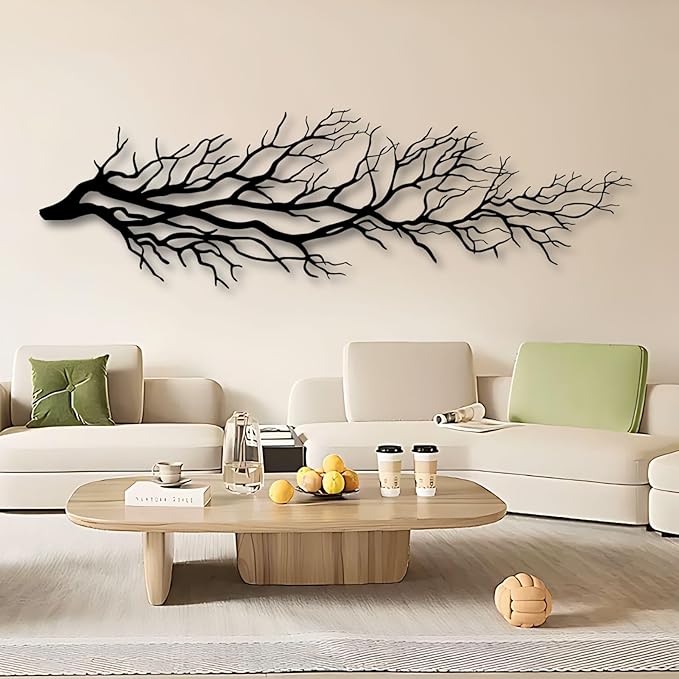 Tree Wall Art, Tree Branch Wall Decor, Metal Tree Branch Wall Art, Tree Branch Wall Hanging, Minimalist Branch Wall Decor, Metal Tree Wall decor, Tree of Life for Bedroom Living Room (Gold, 48 x 15 in | 121 x 37cm)